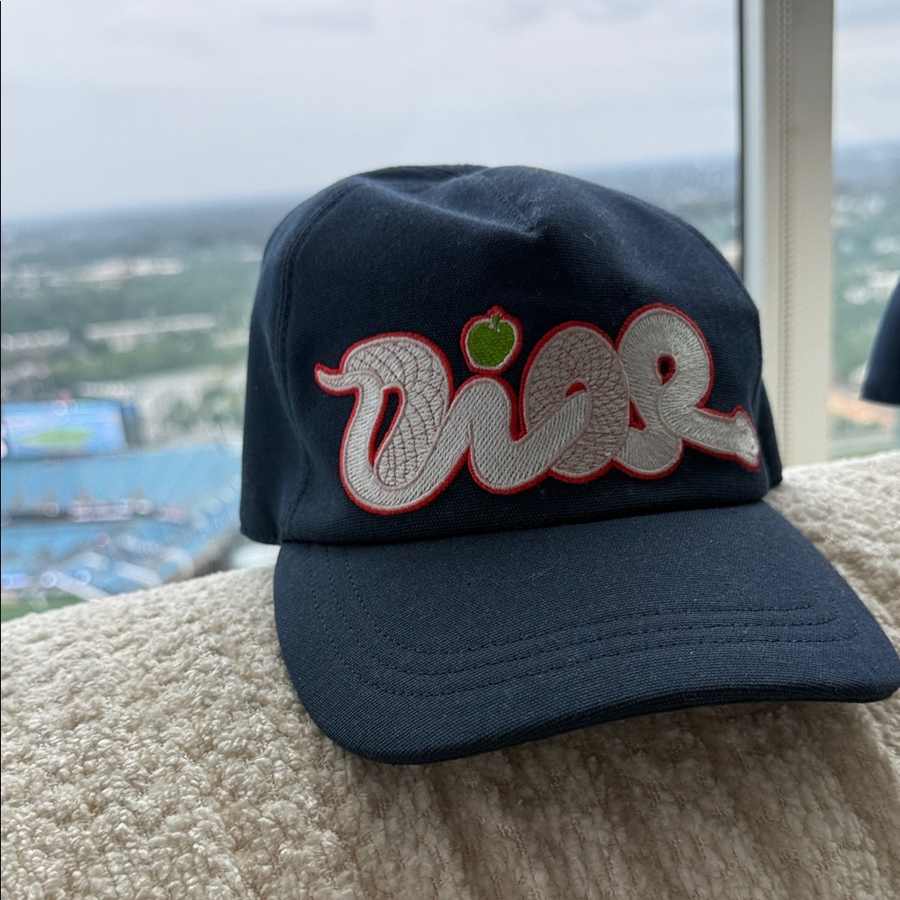 Dior Dark Blue Cap with Embroidered Logo